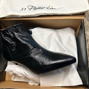 3.1 Phillip Lim Glossy Black Ankle Booties
